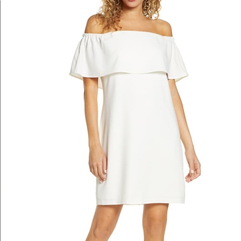 Off the shoulder white dress